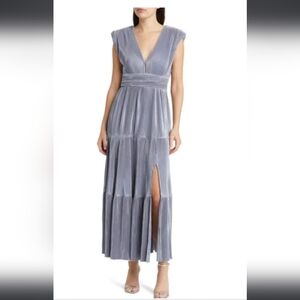 NWOT Floret studios Micropleat Sleeveless Tiered Midi Dress